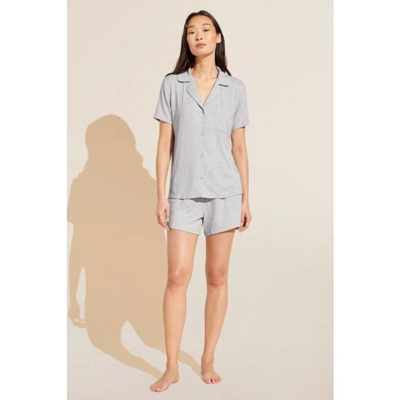 Eberjey Other - EBERJEY Gisele Rib Relaxed Short PJ Set XL Light Heather Grey TENCEL Modal NWOT